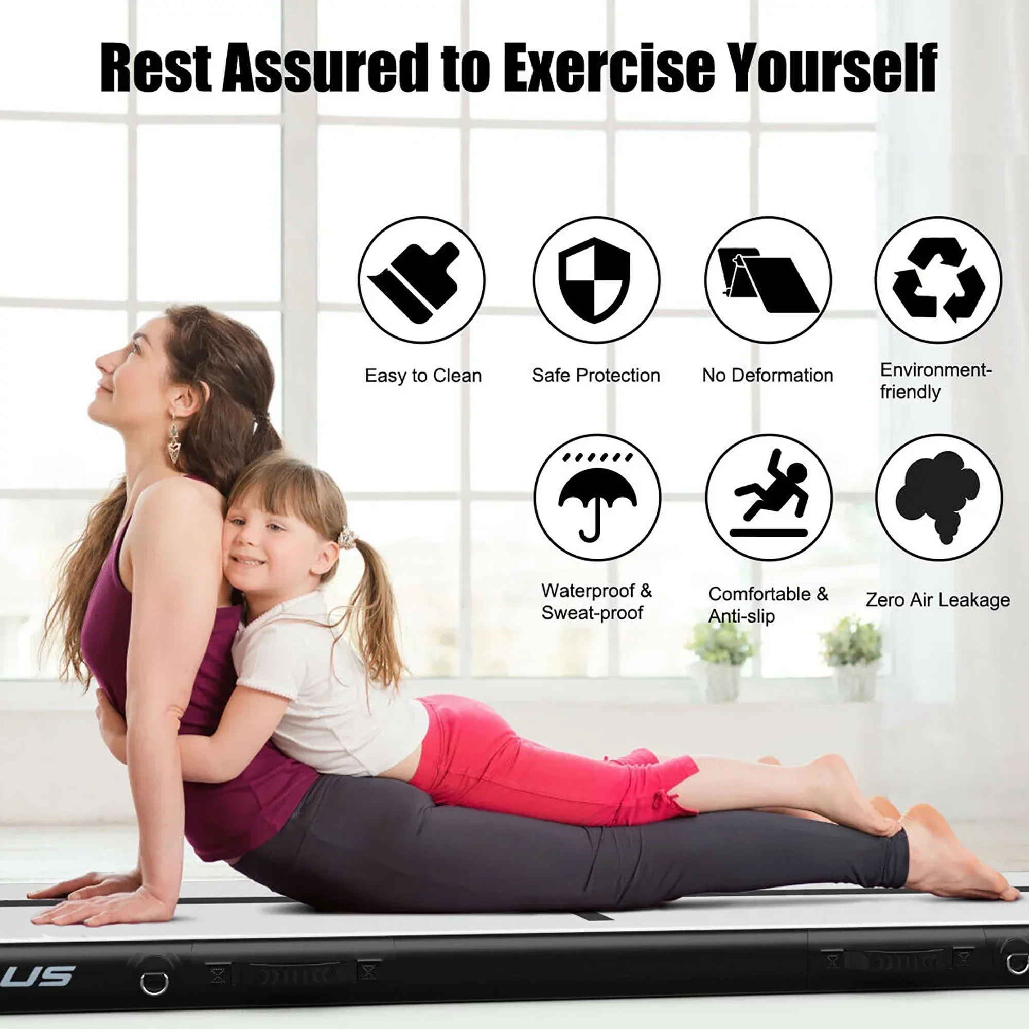 Goplus 10FT Air Track Inflatable Gymnastics Tumbling Mat With Pump - Black - Image 8 Goplus 10FT Air Track Inflatable Gymnastics Tumbling Mat With Pump - Black - Image 8