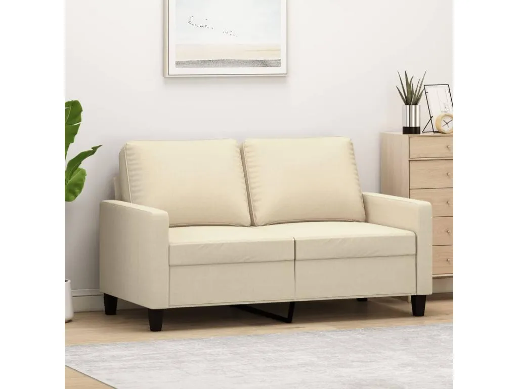 Sofá de 2 plazas de tela color crema 120 cm