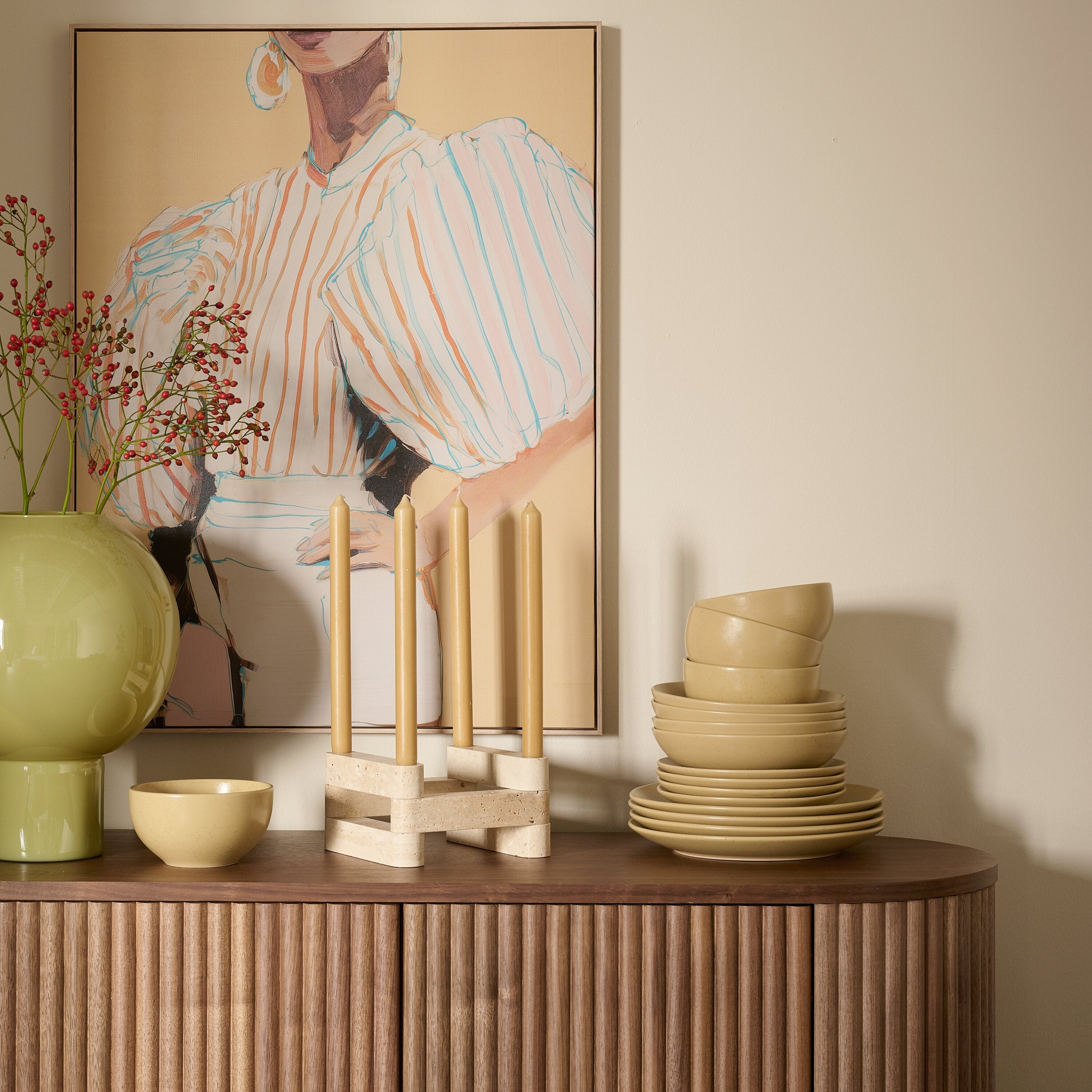 by fonQ Pebbled Serviesset 24-delig - Zandgeel