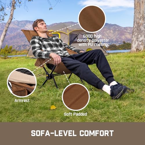 FanttikOutdoor Zeta L8 Max Camping Chair, Portable & Lightweight, Multi-Angle Adjustable, Supports up to 250 lbs, Comfort-Driven Design, High Strength Camping Chair for Travel, Hiking, Fishing (Brown)