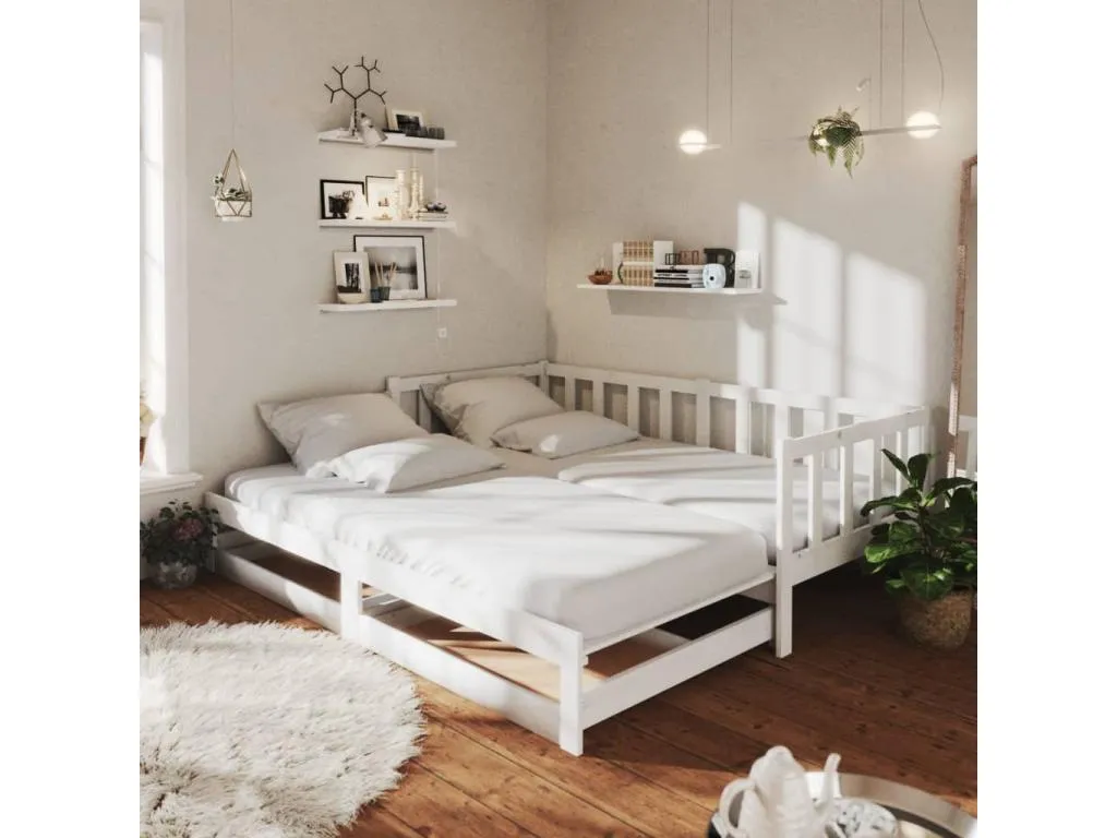 Sofá cama extraíble Luxmbls maciza de Luxmbls blanco 2x(90x200) cm QUAP76335