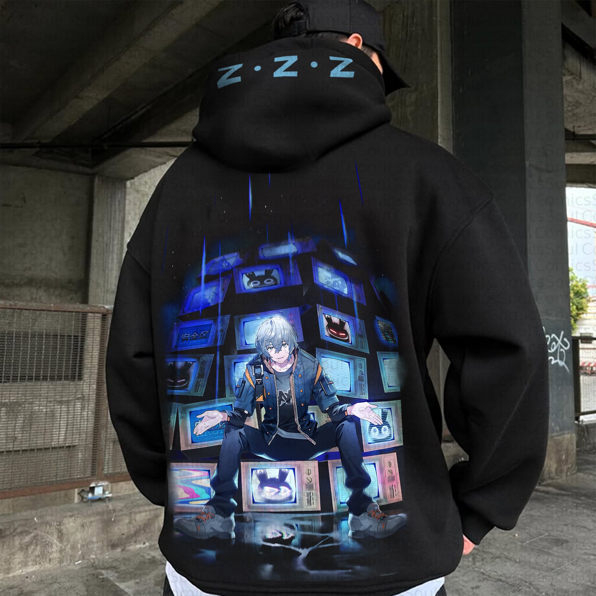 Plus Velvet Unisex Anime Graphic Streetwear Vintage Hoodie
