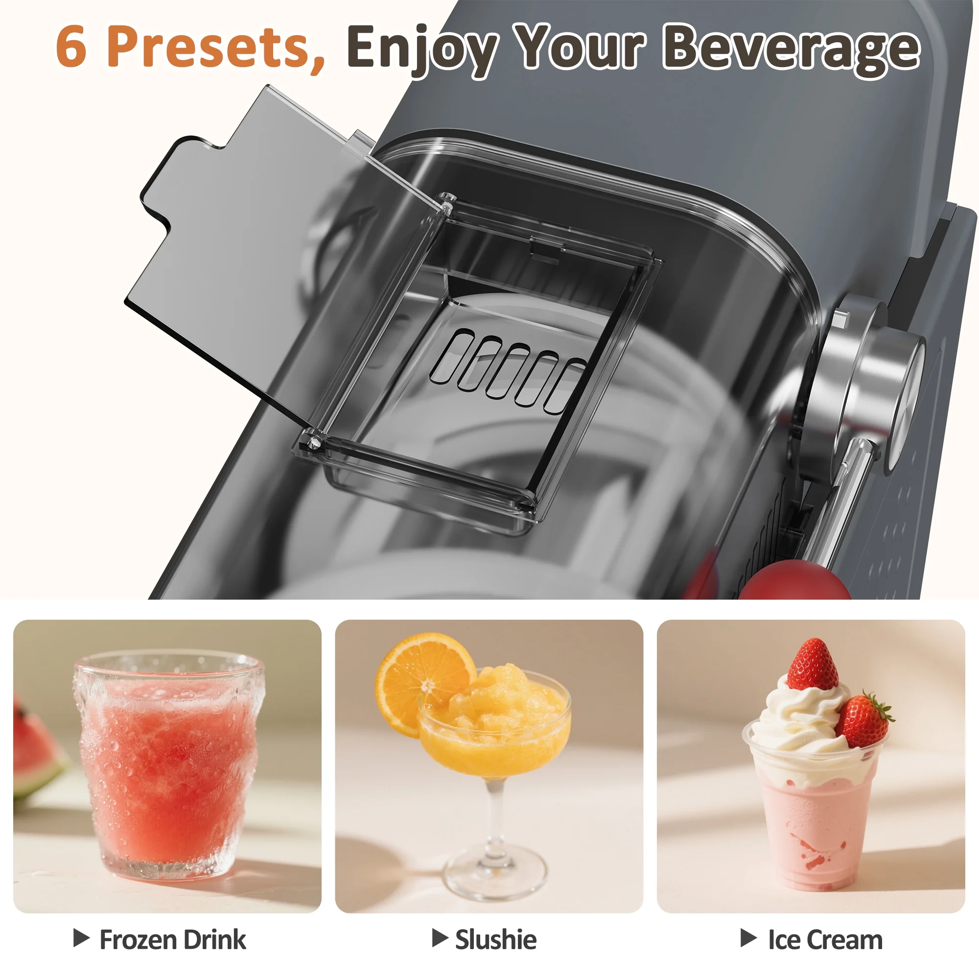 BIZAURA Slushie Machine, Slushy Machine for Home No Ice Need, Professional Frozen Drink Maker, 6 Presets for Milkshakes, Frapp-s, Slush, Ice Cream - Image 5