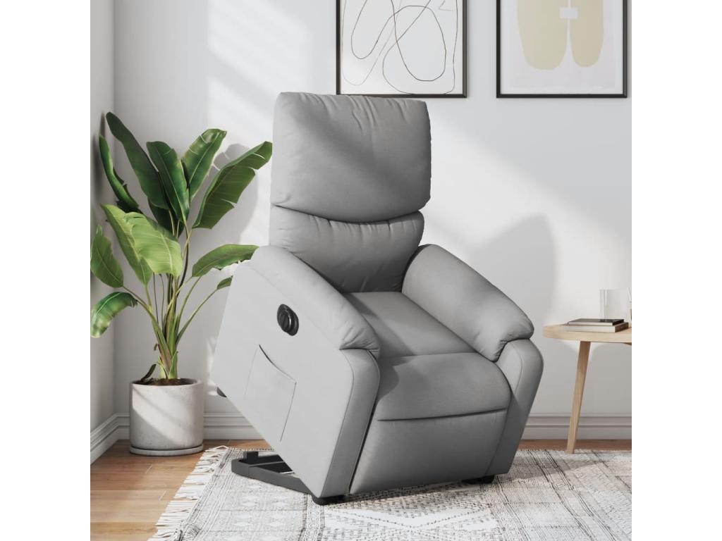 Sillón eléctrico reclinable elevable de tela gris claro