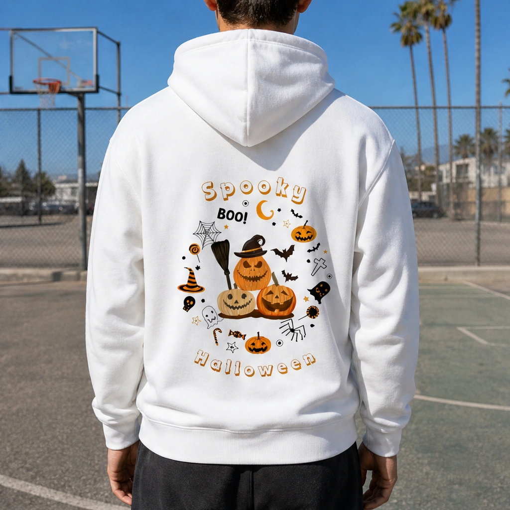 Halloween Party Hoodie — Love Pumpkin Spooky Print Unisex Sweatshirt for Family Matching, Fall Winter Casual Pullover TeeThreads Sustain the Scene with Custom Apparel