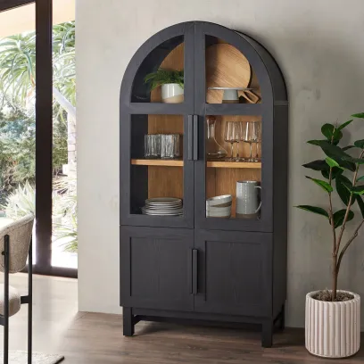 Better Homes & Gardens Juliet Kitchen Rounded Arch Cabinet, Rich Black