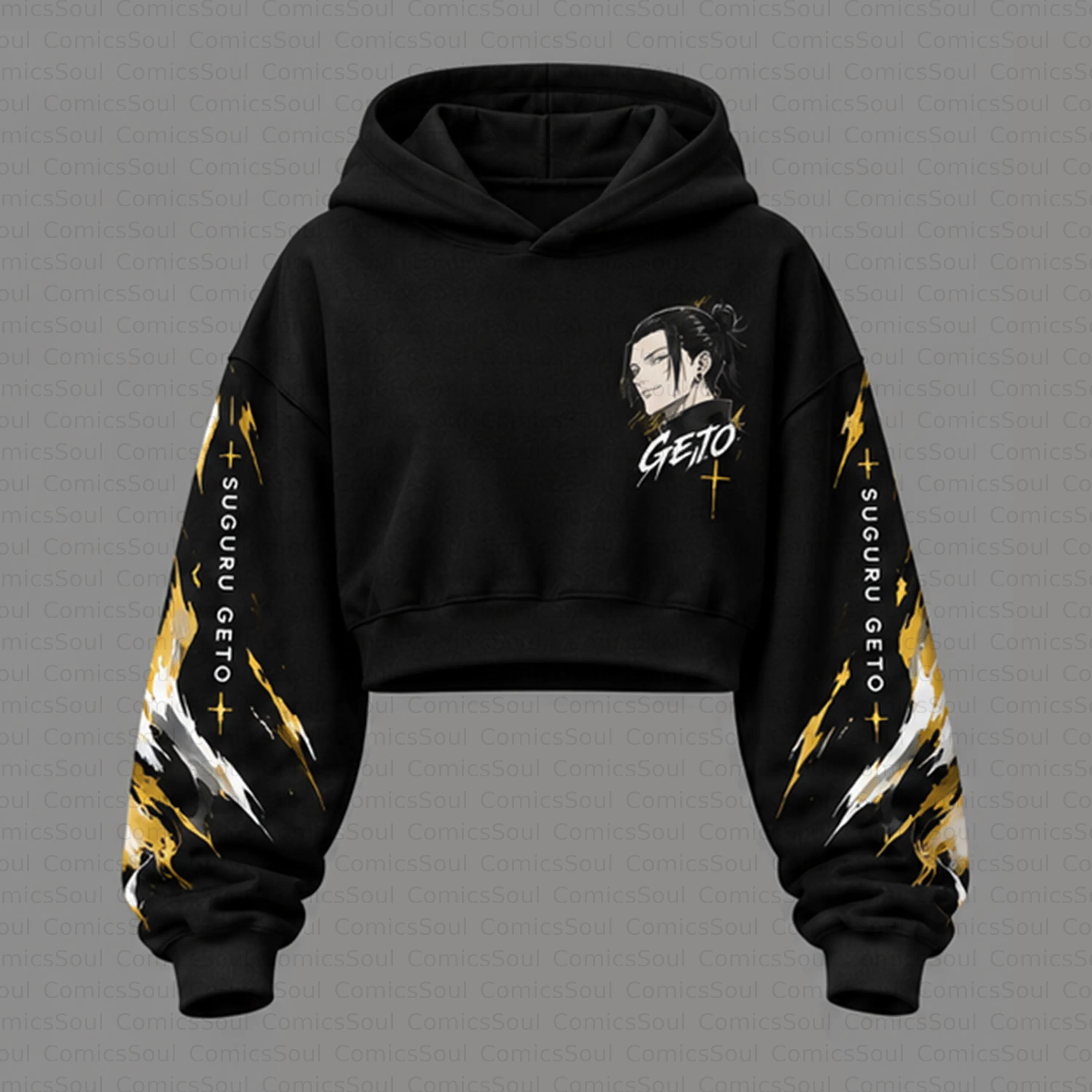 Jujutsu Kaisen Cropped Long Sleeve Hoodie & High Waist Jogger Pants Two Piece TeeThreads Sustain the Scene with Custom Apparel