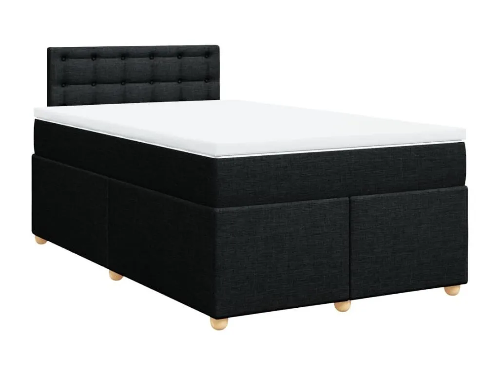 Cama box spring con colchón tela negro 120x190 cm lbn3520819