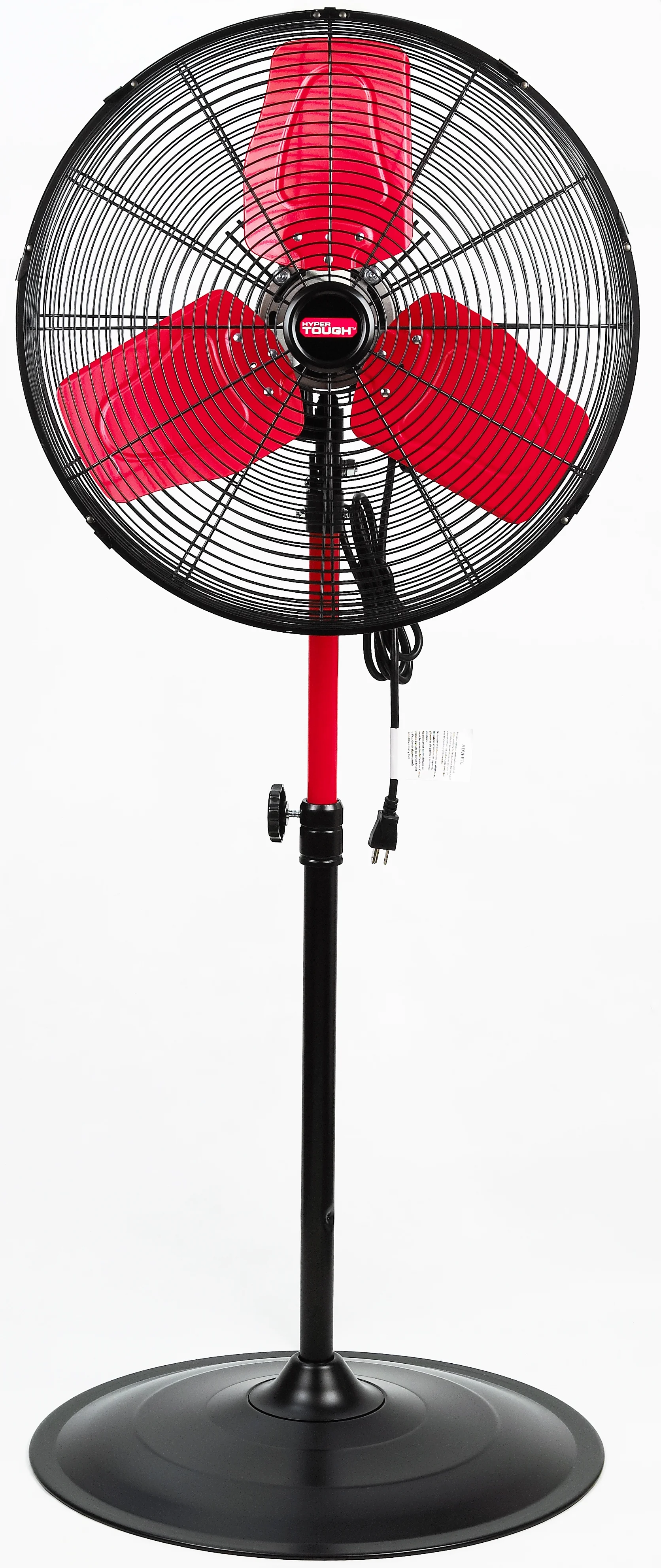 Hyper Tough 20" 3-Speed Commercial & Industrial High Velocity Oscillating Red & Black Pedestal Fan - Image 3