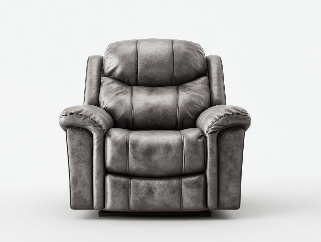 Sillón reclinable eléctrico gris – tapizado en cuero sintético – 102×97×104 cm – con cojín de respaldo y asiento