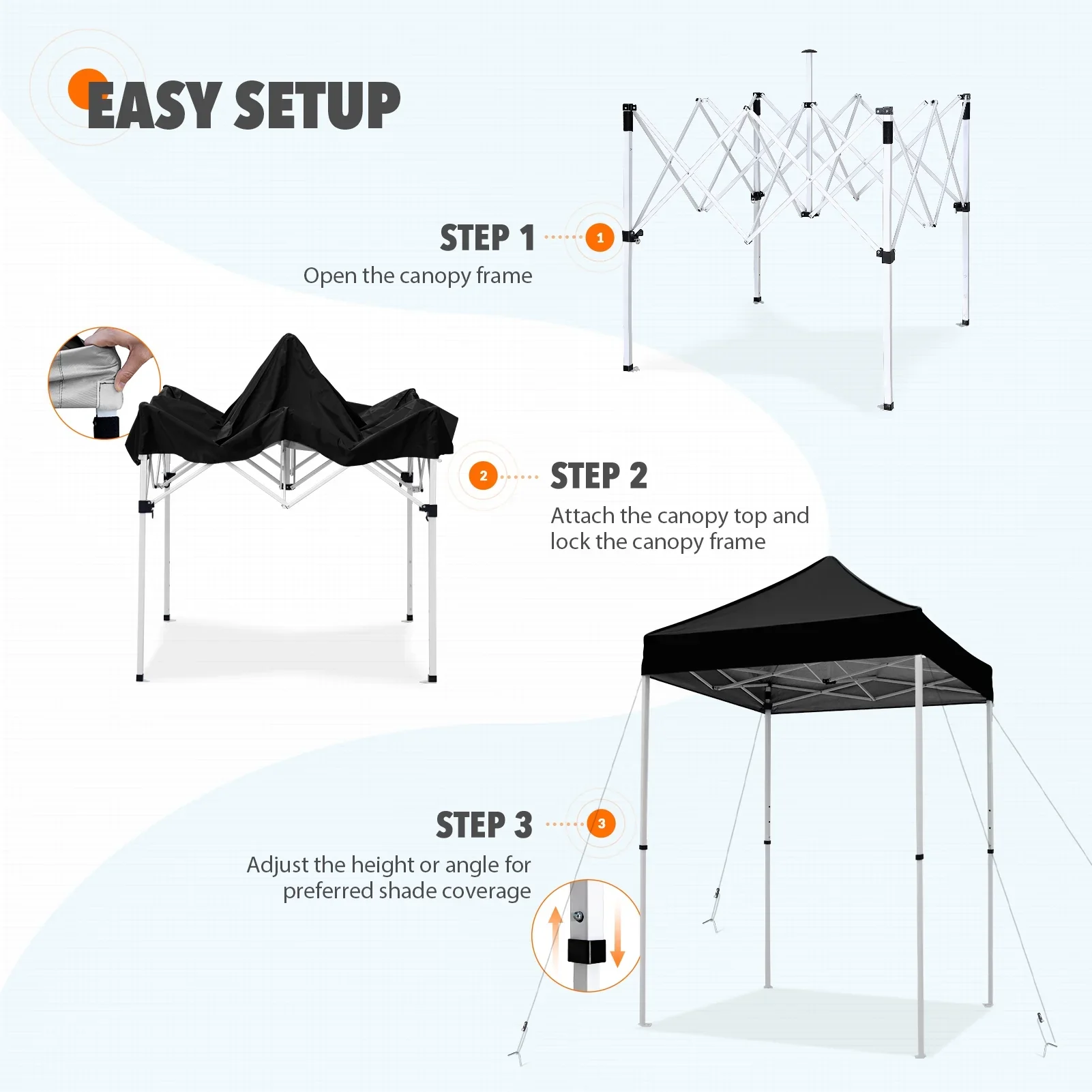 EAGLE PEAK 5x5 Pop up Canopy Tent Instant Outdoor Canopy Easy Set - up Straight Leg Folding Shelter（blue）
