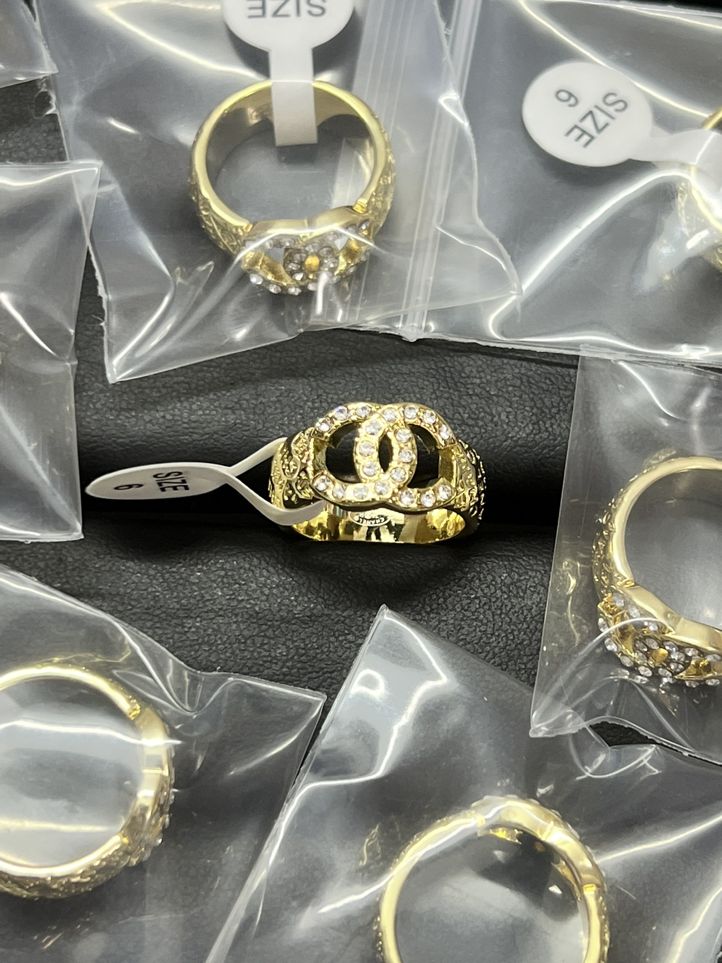 Chanel Monogram Debossed Wide Gold Ring - Original Replica Club
