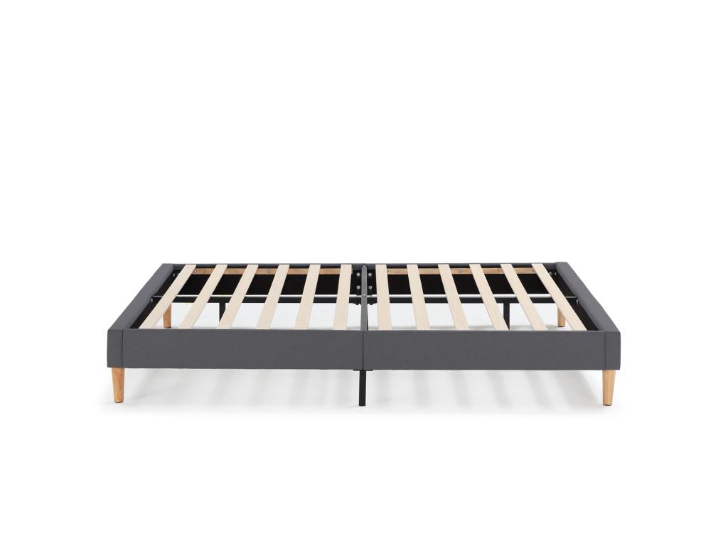 Base tapizada + Cabecero Aura 150x190 cm Gris Oscuro
