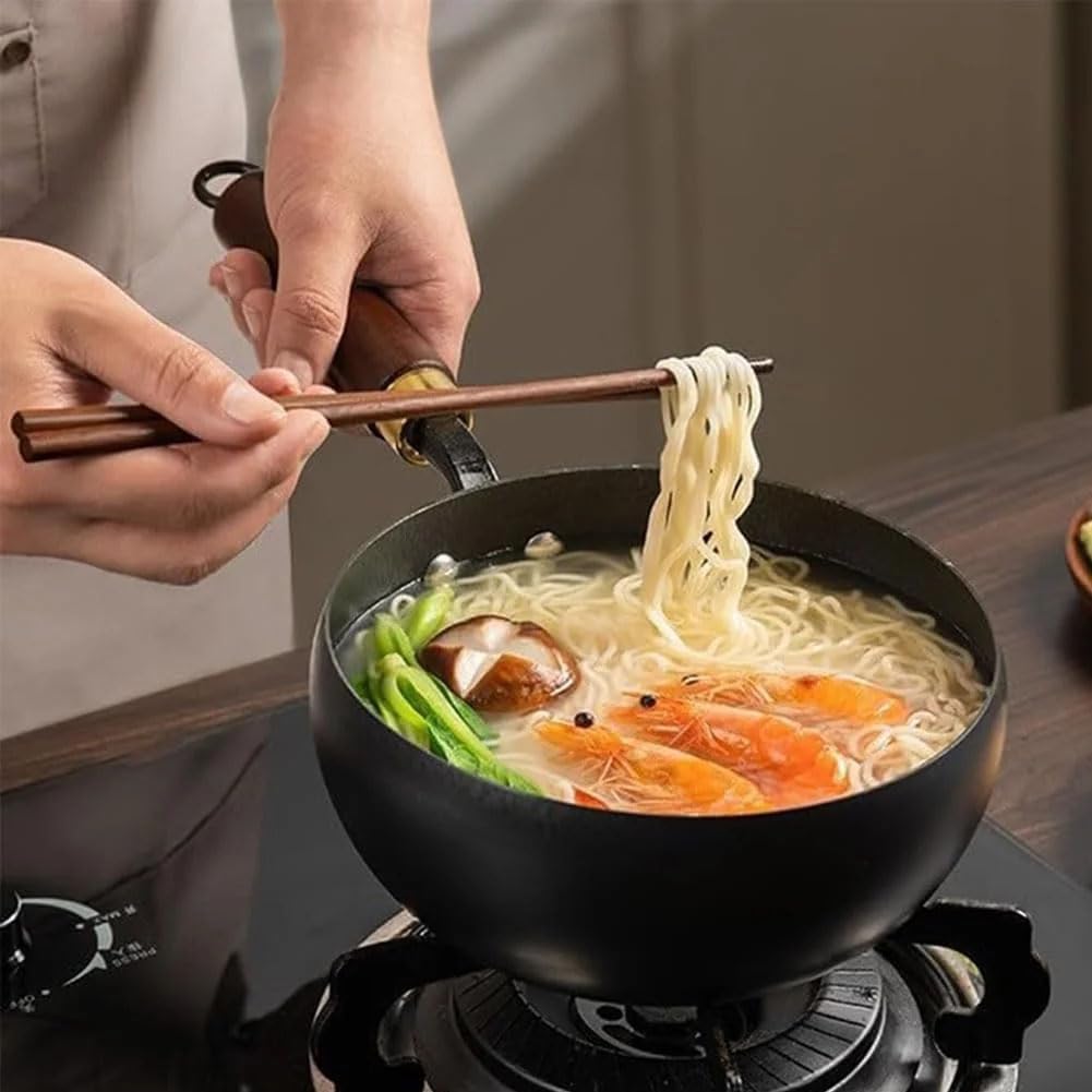 Japanese Cast Iron Cookware Wok with Lid, Uncoated Iron Wok Pan 9.5-11in, Heavy Duty Cast Iron Pot, Even Heat, Natural Healthy Stir Fry Cooking, Durable Kitchen Wok (No lid, 10.24in/26cm)