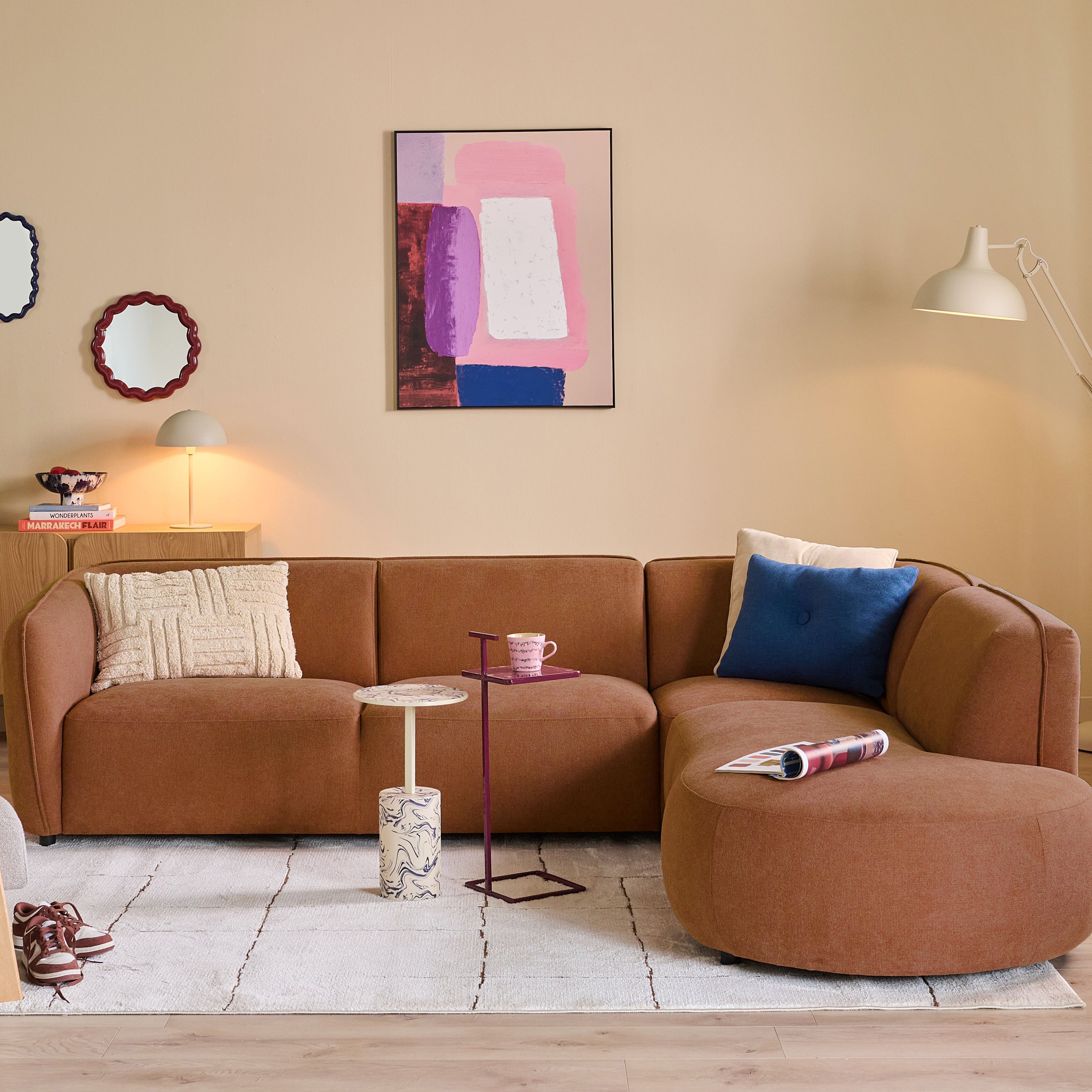 by fonQ Soft Hoekbank Rechts - Open Eind - Miro Chenille - Terra