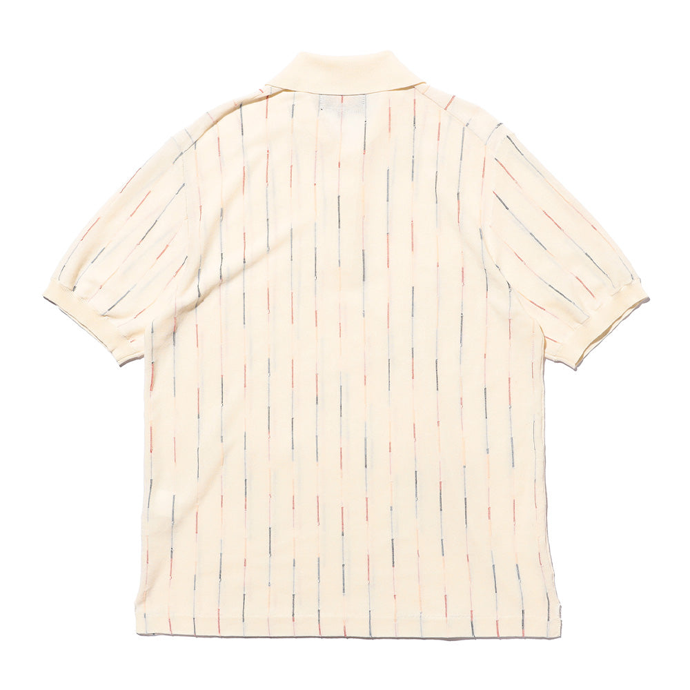 Beams Plus - Polo Kasuri Stripe - Blanc