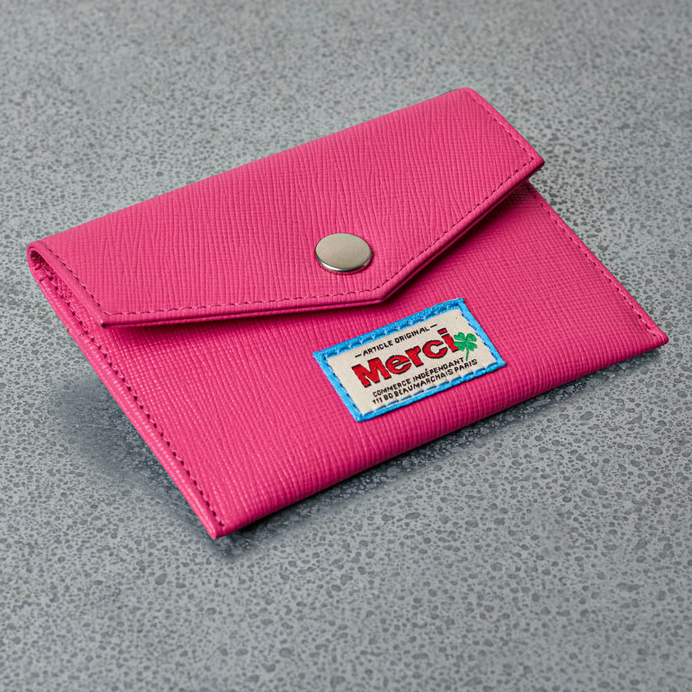 Merci - Porte Carte à Rabat - Rose