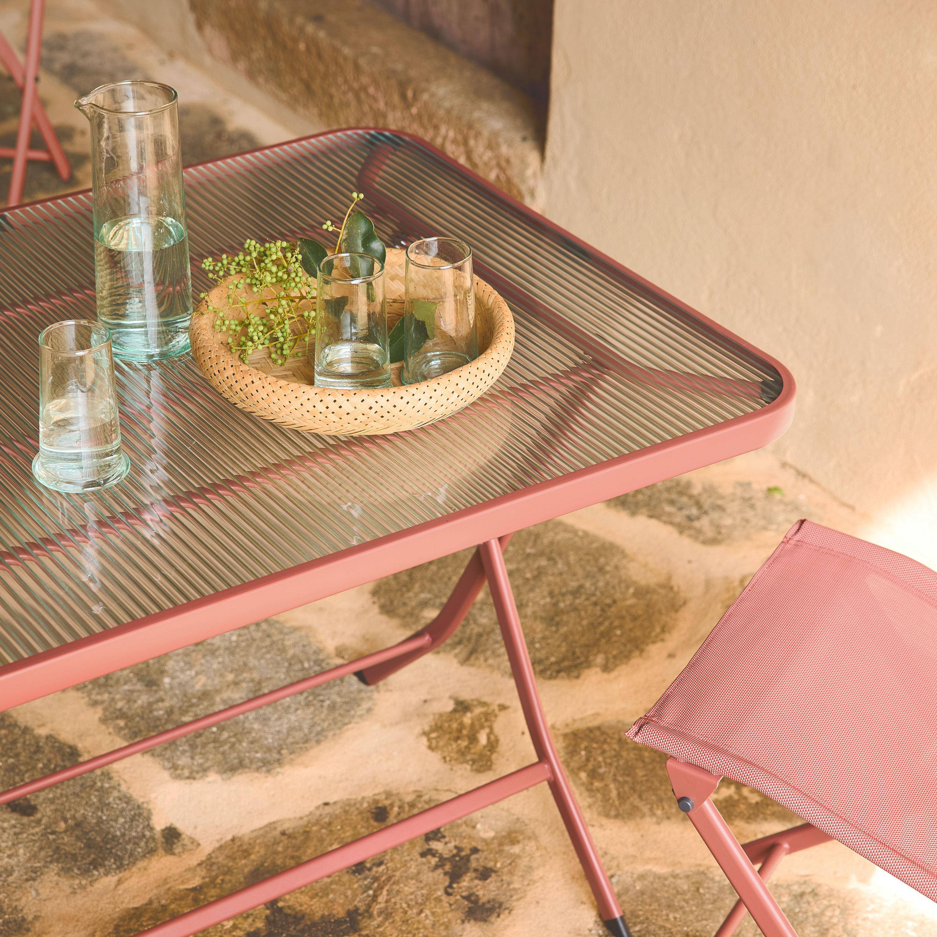 Ancona -  Set mesa de jardín plegable de textileno y acero con 4 sillas