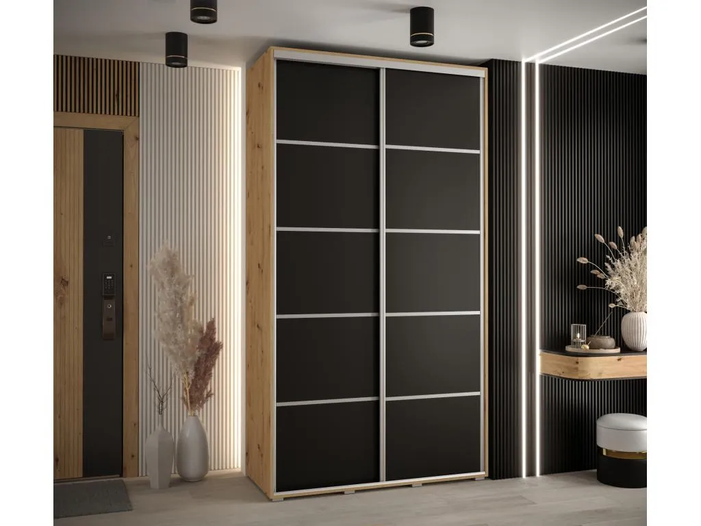 ARMARIO Hogarmini 4 DE PUERTAS CORREDERAS 235.2/140/60 2 puertas (Artisan/Negro/Plata) 57914unis