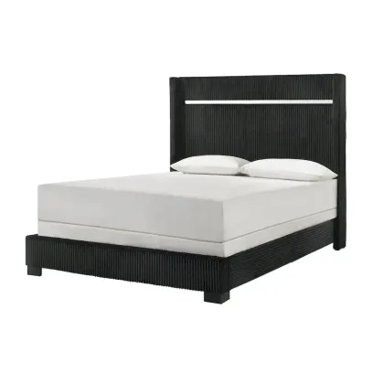 Pedro 6-Piece Black Velvet Upholstered Bedroom Collection