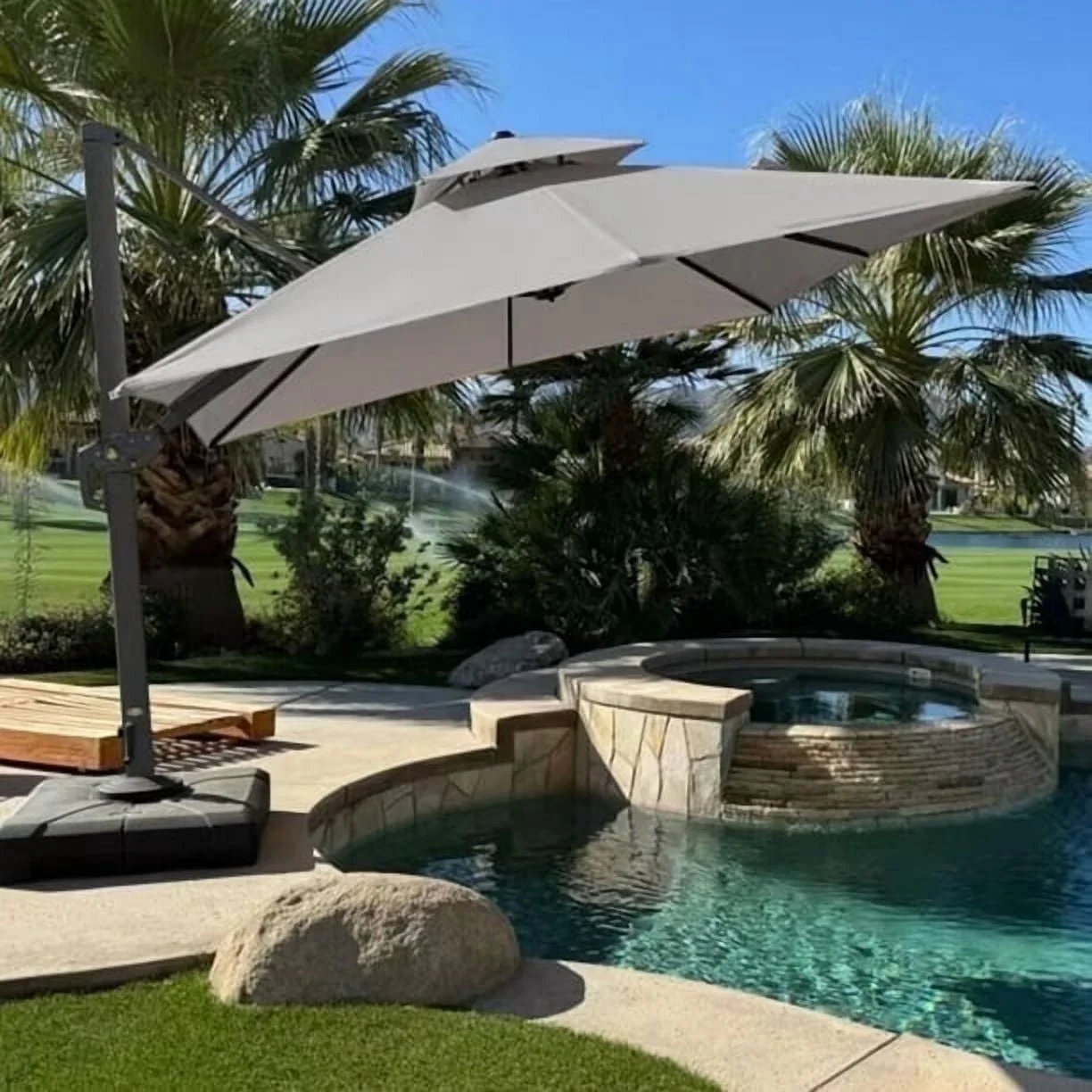 PURPLE LEAF Outdoor Cantilever Umbrella 10' X 13' Rectangle Umbrella Large Patio Umbrella Windproof Heavy Duty Hanging Offset Umbrella for Garden Outdoor Pool, Dark Grey - Image 39