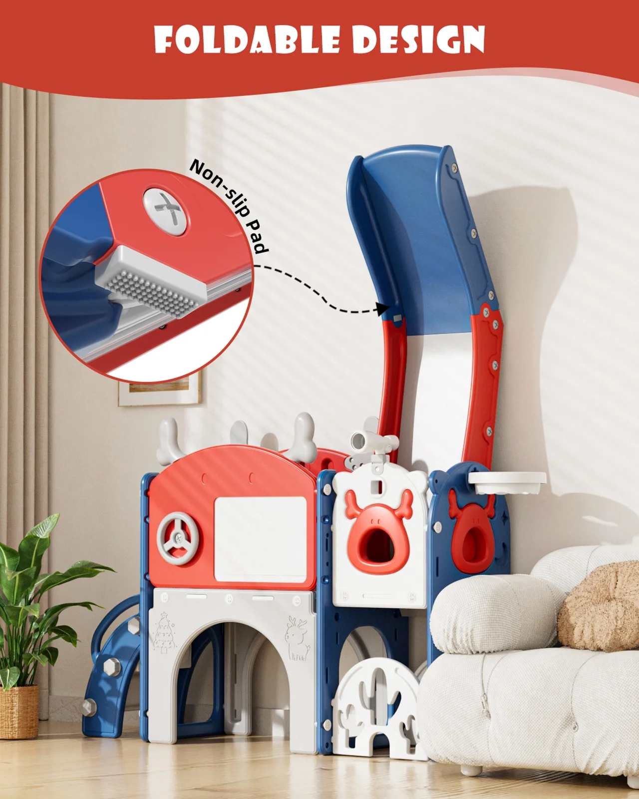 Korimefa 11-in-1 Toddler Slide Set with Golf, Basketball Hoop, Kids Slide for Toddlers Age 1-4, Climber Slip and Slides, Baby Outdoor Toys - Image 61