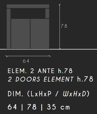 Benvenuto Design Hamburg HG Wit   Beton Badkamerkast 2-Deuren Laag