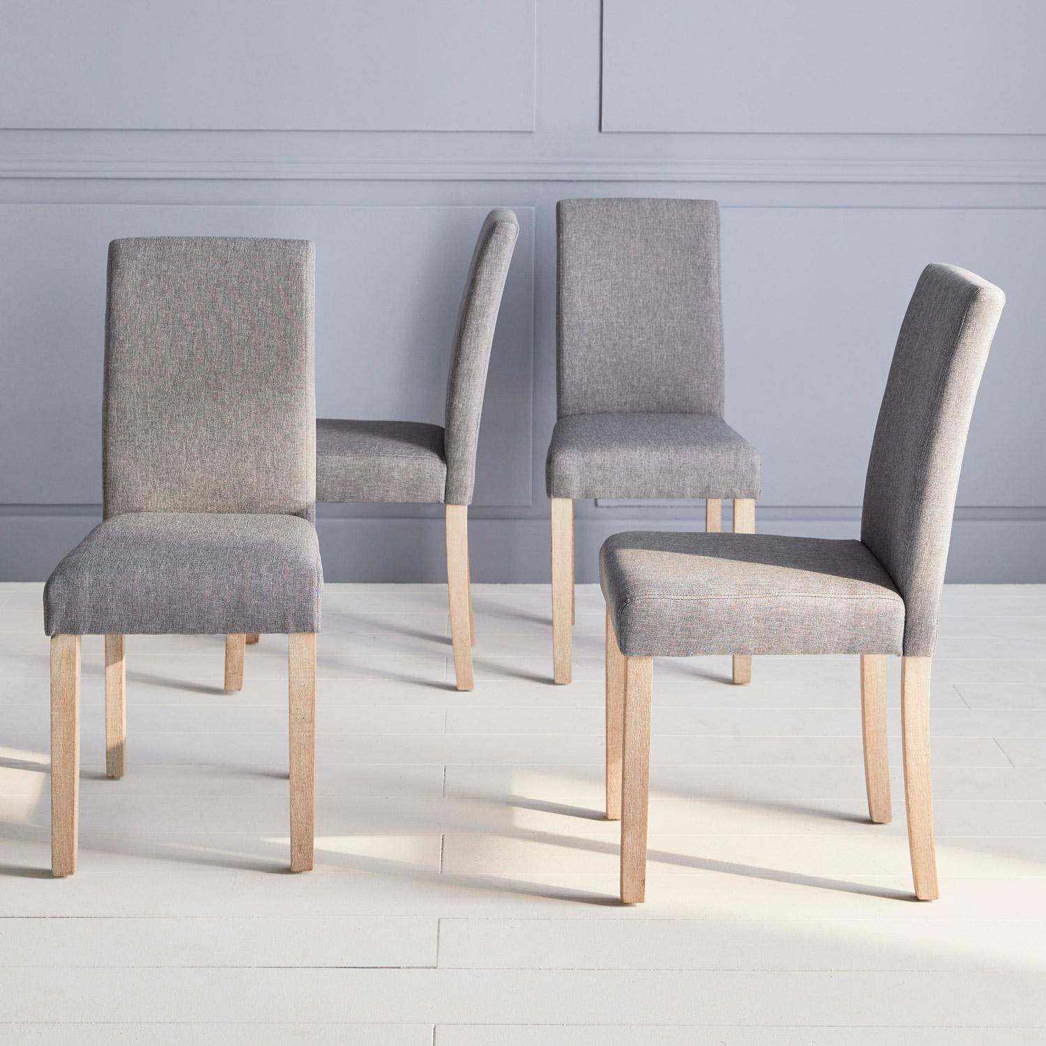 Rita - Silla de tela con patas de madera, set de 4