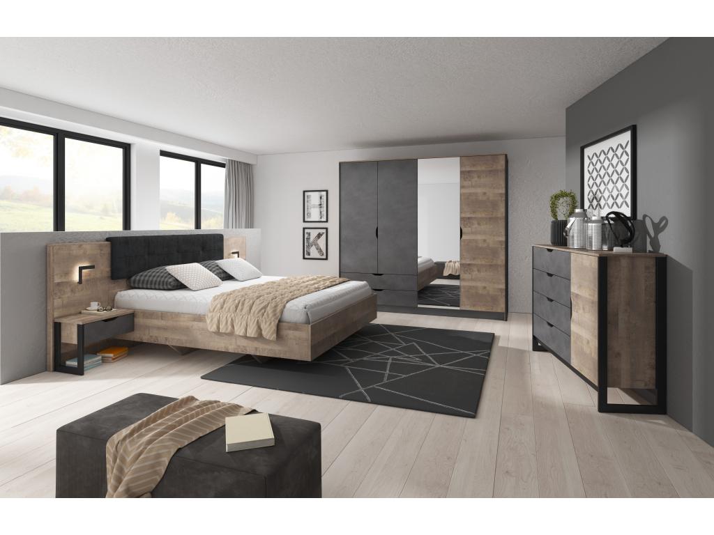 Armario con puertas batientes Joliven 220x57x205 Crema & Gris