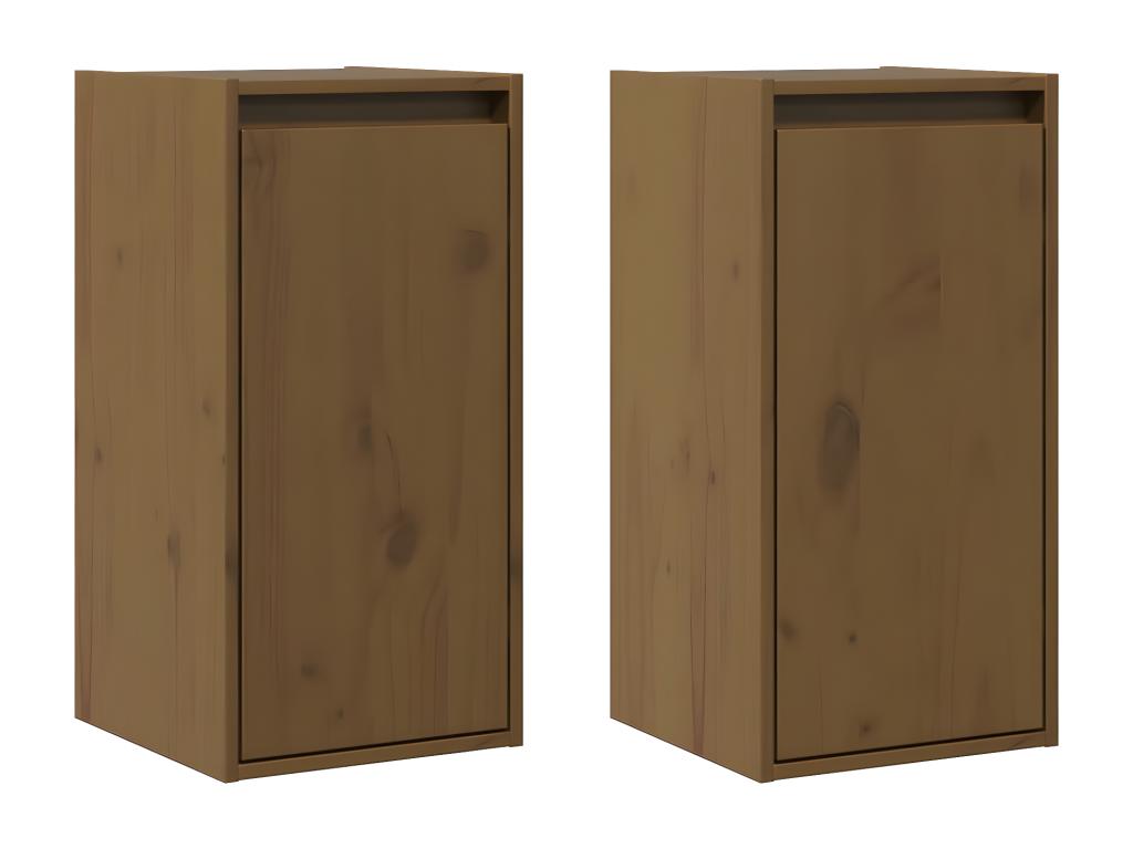 Armario de pared 2 uds madera de pino marrón miel 30x30x60 cm