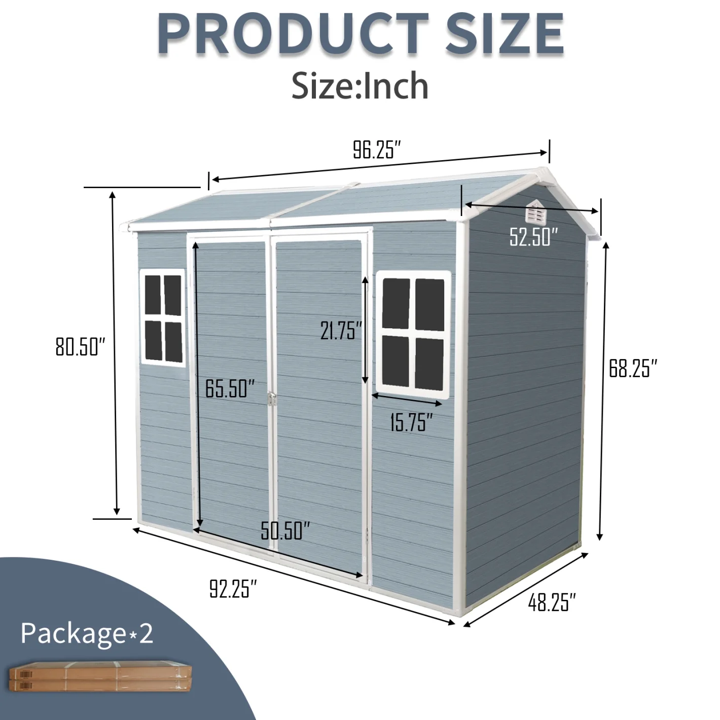 8x4 FT Outdoor Storage Shed with Floor, Resin Garden Sheds with Lockable Door, Vents & Windows, Weather Resistant Tool Shed with Sloped Roof for Backyard Patio, Grey - Image 6