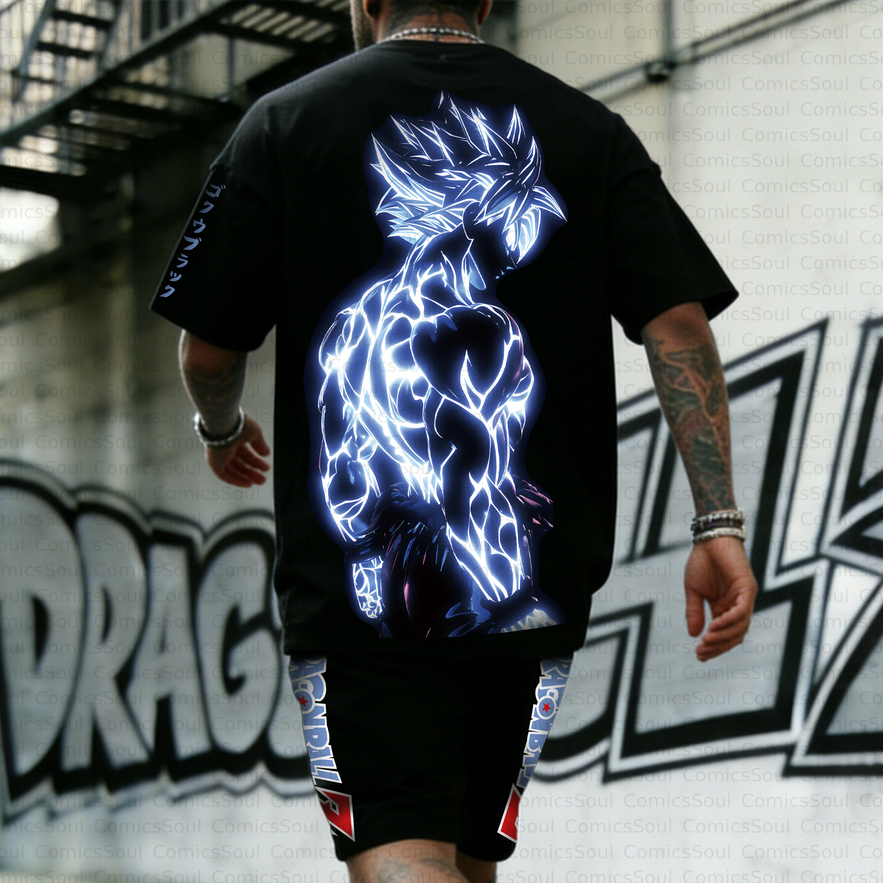 Unisex Anime Inspired Vintage T-shirt& Shorts 2 Pieces Set
