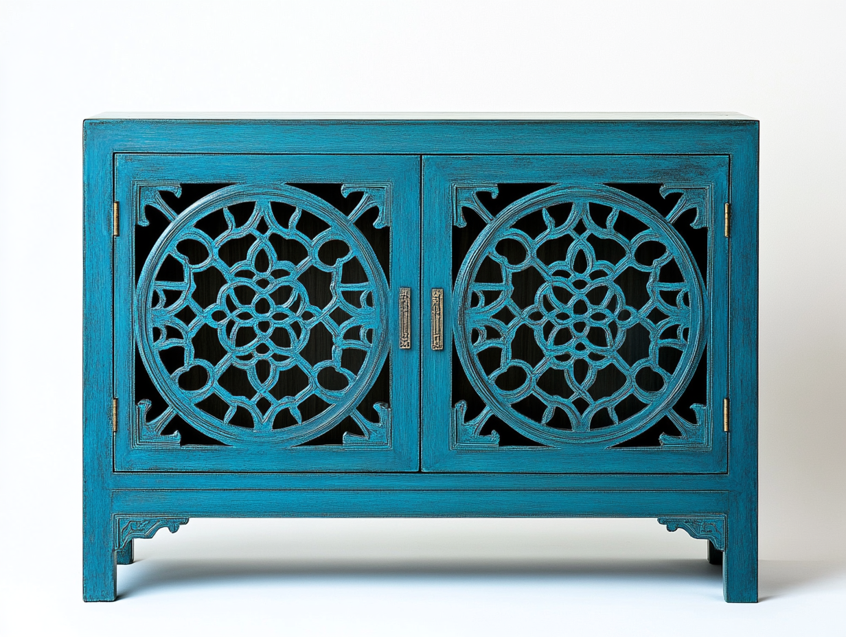 Armario de madera azul decorativa para salón moderno 90x40x80cm