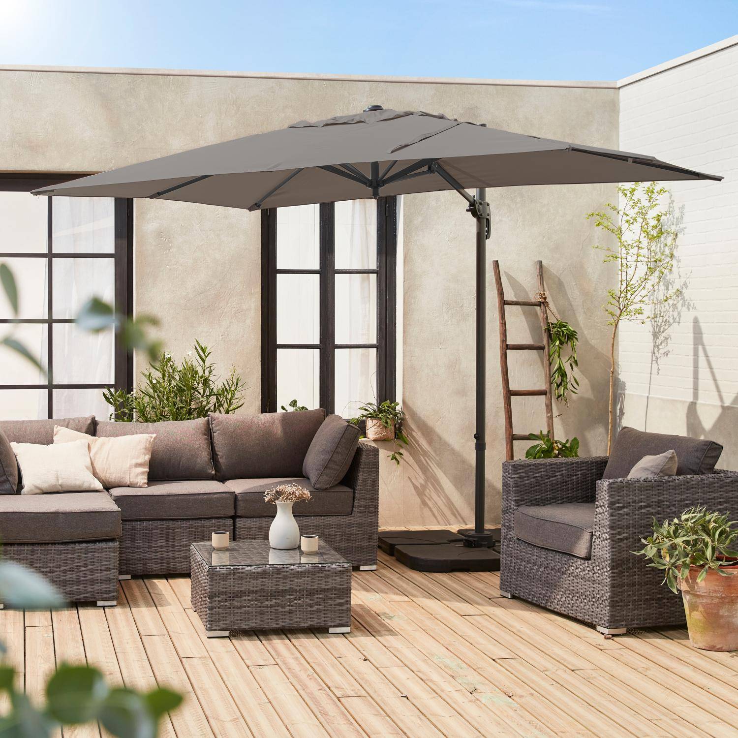 Antibes - Parasol rectangular excéntrico, 3x2m