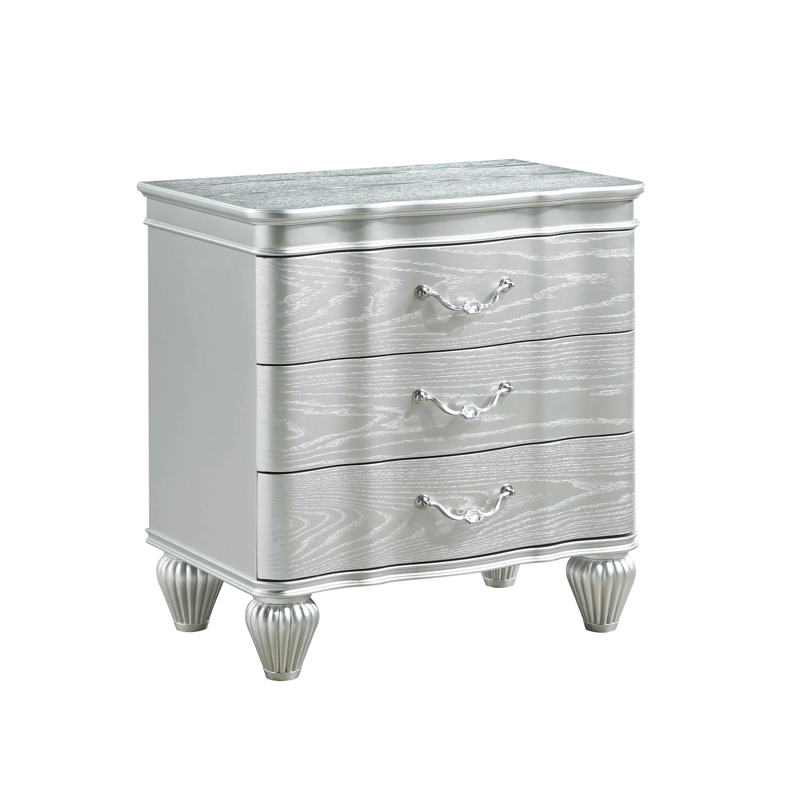 Eros King 4PC Bedroom Set with Manufactured Wood & Tufted Detailing in Silver