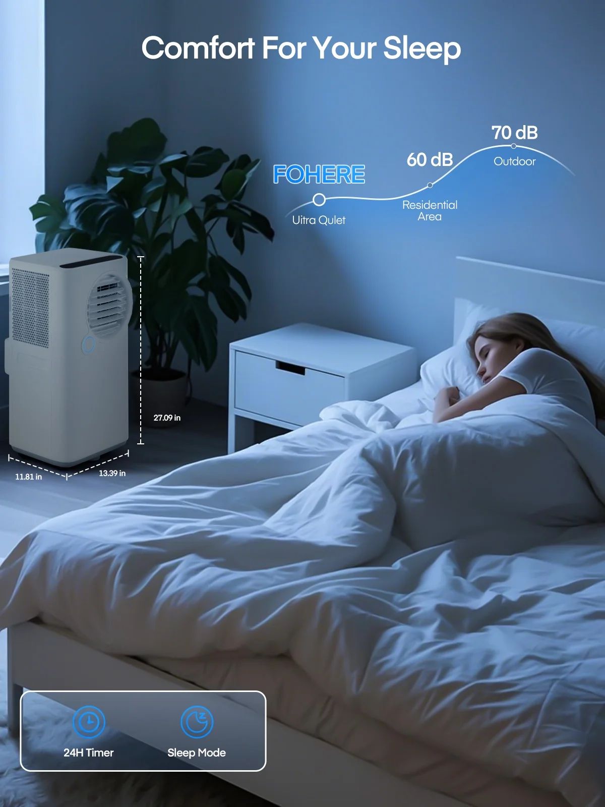 FOHERE 12000 BTU Portable Air Conditioner for Room Cooling and Heating, Covers up to 550 Sq. Ft, 4 IN 1 All Season AC Portable Air Conditioner with Remote Control and Window Kit, White - Image 17