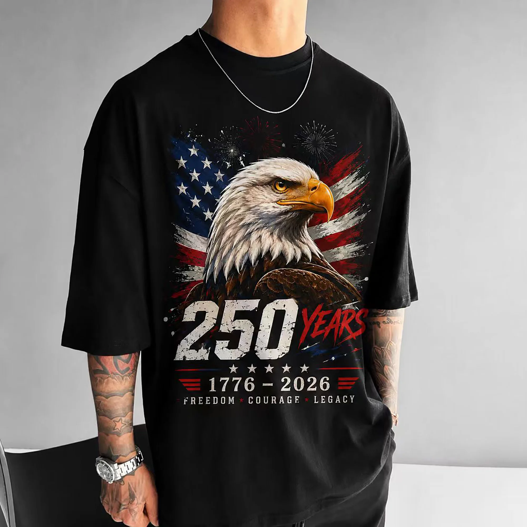 American 250th USA Patriotic 4th of July T-Shirt TeeThreads Sustain the Scene with Custom Apparel