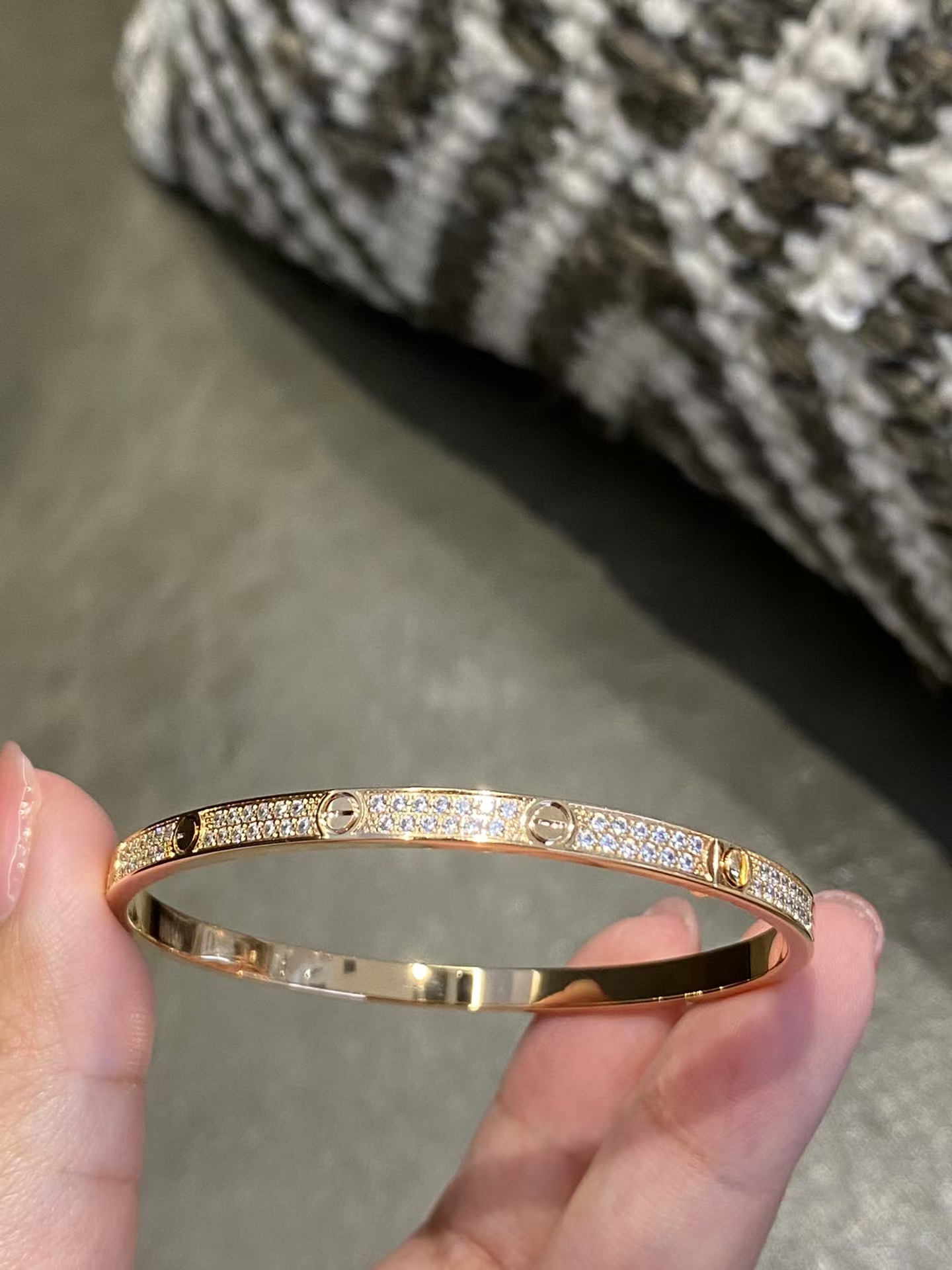 Cartier Diamond Paved LOVE Bracelet Bangle - Original Replica Club