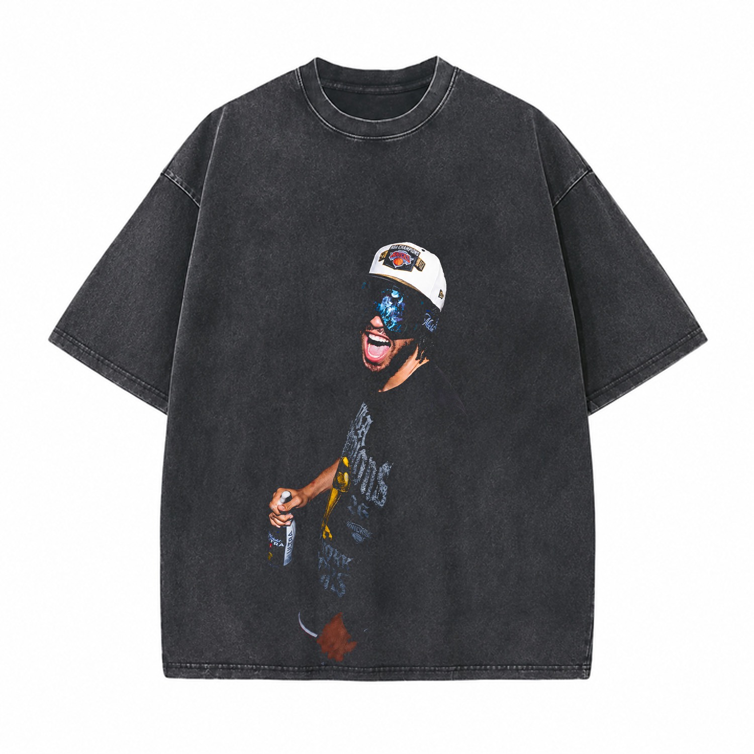 Retro Hip Hop Graphic Printed Unisex Washed T-Shirt