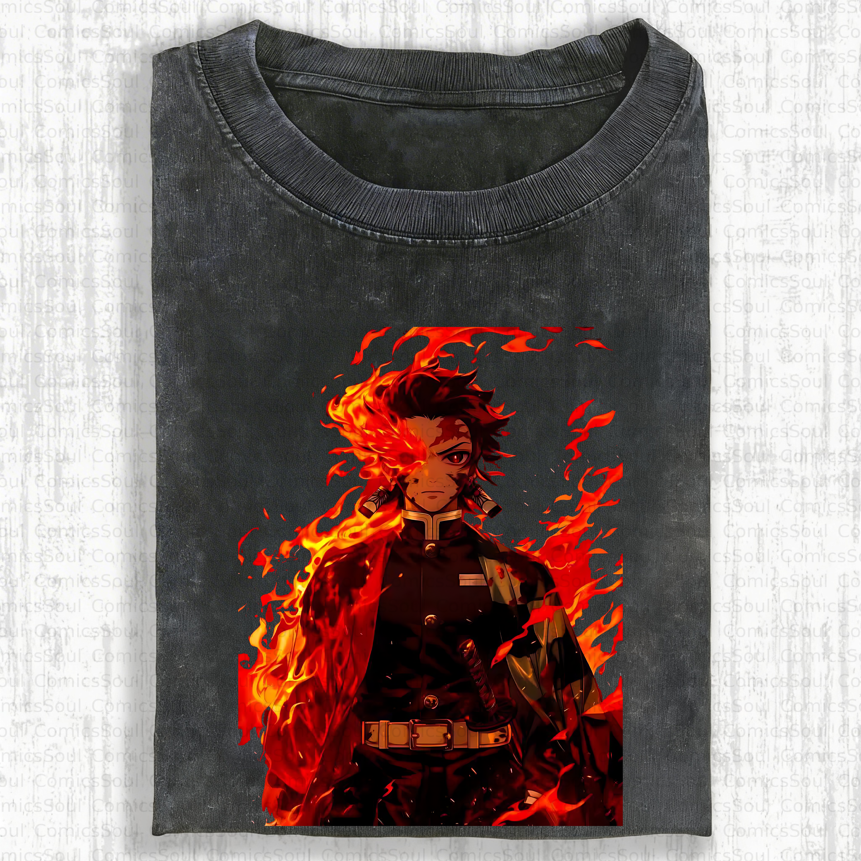 Unisex Anime Inspired Vintage Washed T-Shirt
