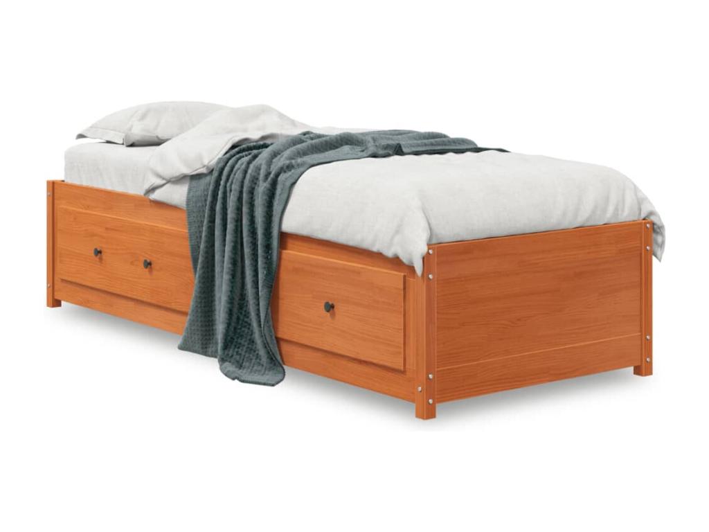 Sofá cama de madera maciza de pino marrón cera 90x200 cm