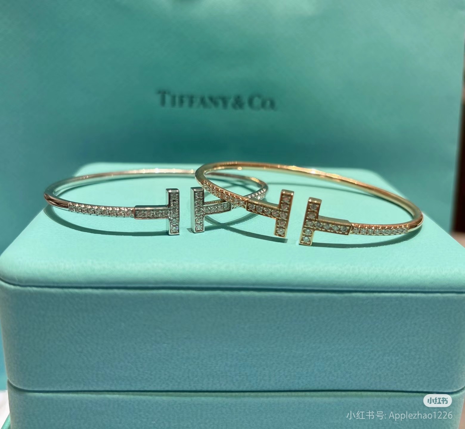 Tiffany Diamond Paved Double T Bangle Bracelet - Original Replica Club