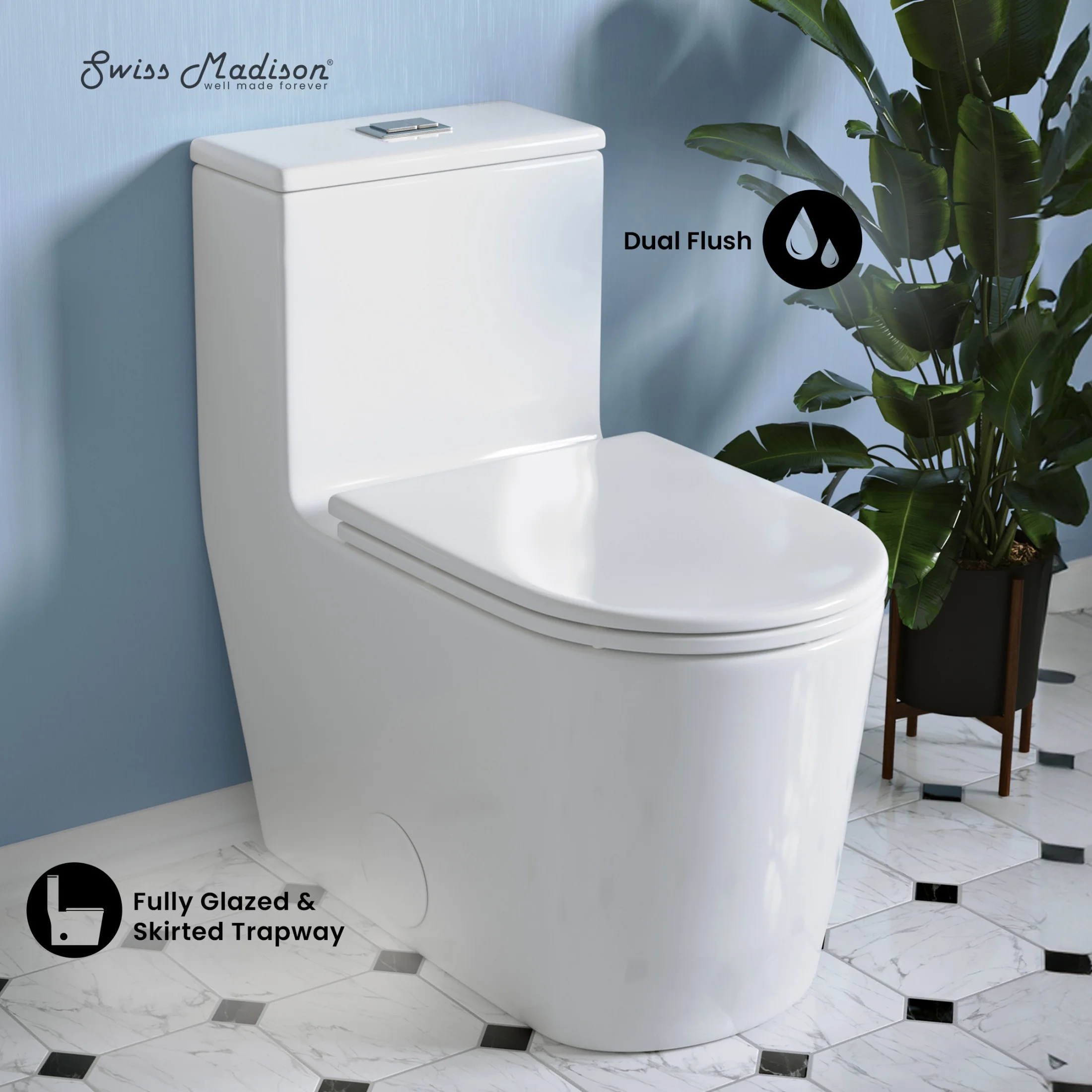 Liberte One-Piece Elongated Toilet Dual-Flush 1.1/1.6 gpf - Image 2