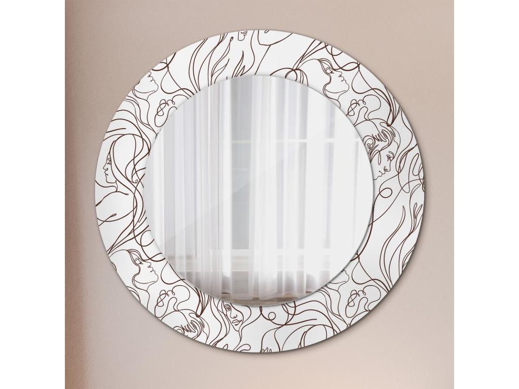 Espejo decorativo redondo - Caras de líneas - 50 cm