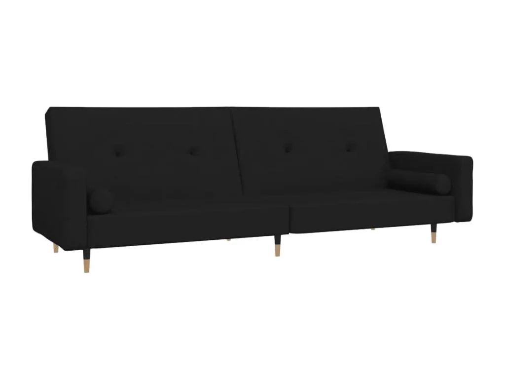 Sofá cama de 2 plazas con dos almohadas terciopelo negro