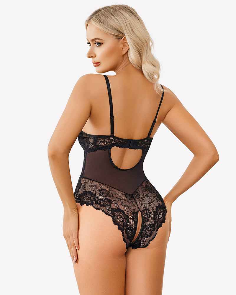 V Neck Body Suits One Piece Floral Teddy