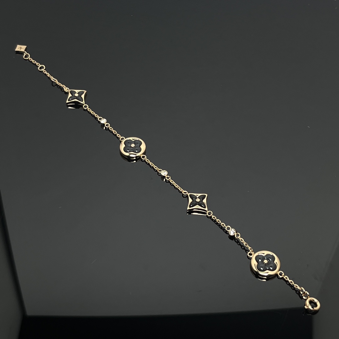 Louis Vuitton Black BB Star Sun Blossom 4 Motifs Bracelet - Original Replica Club