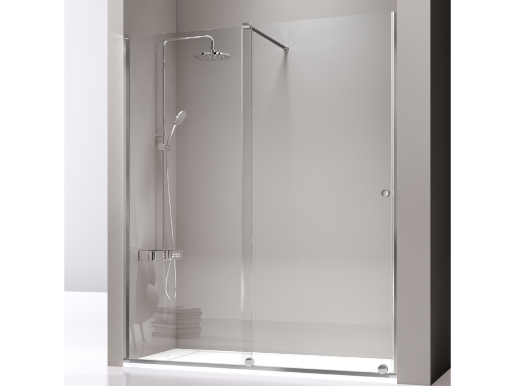 Frontal de ducha + Puerta Corredera con tirante VOLARÉ 140 - 145 cm Sin Lateral Fijo