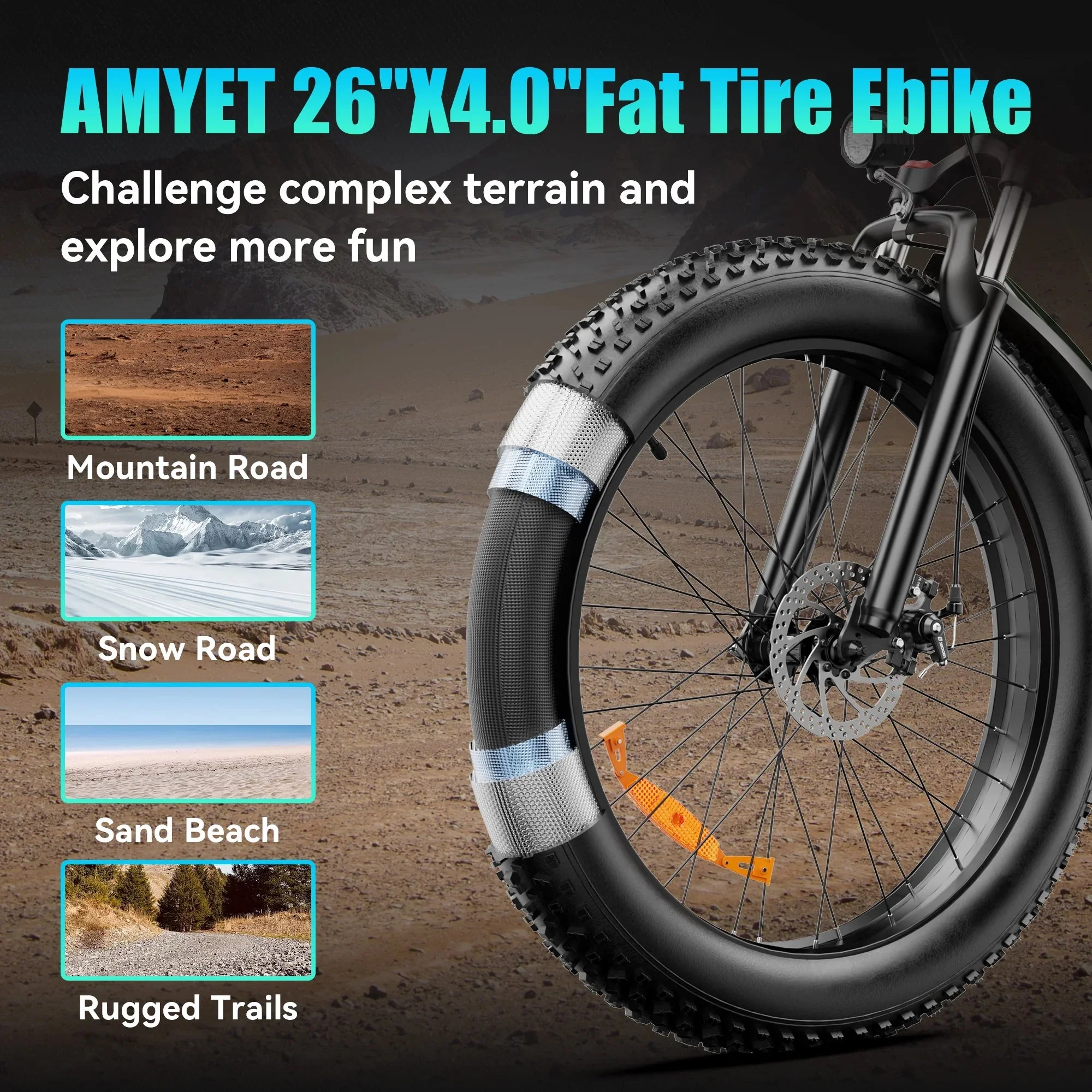 AMYET 26 x 4 Fat Tire Electric Mountain Bike, 48V 15Ah, 7-Speed - EB26 - Image 20 AMYET 26 x 4 Fat Tire Electric Mountain Bike, 48V 15Ah, 7-Speed - EB26 - Image 20