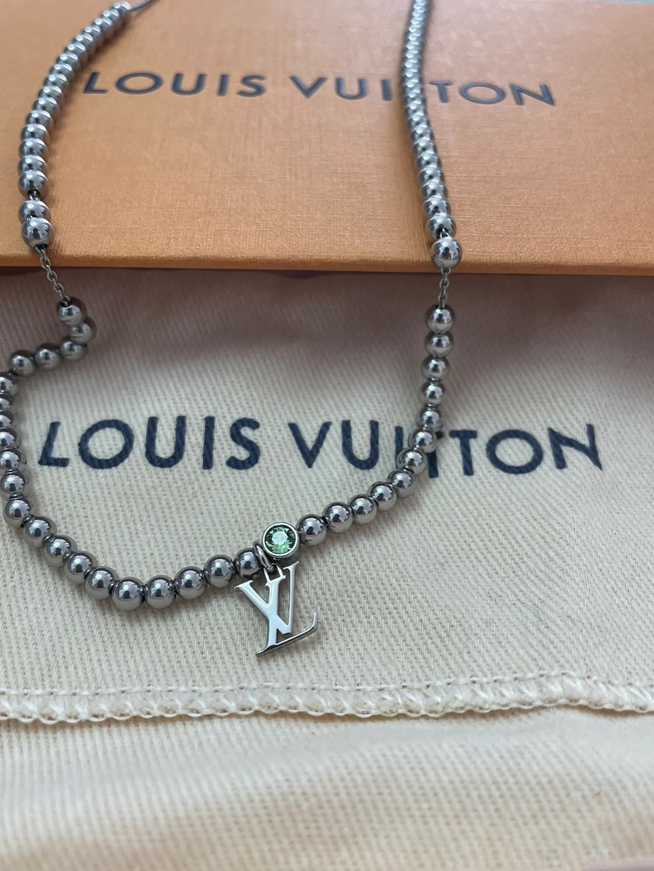Louis Vuitton Steel Color Beads Men's Bracelet Necklace - Original Replica Club